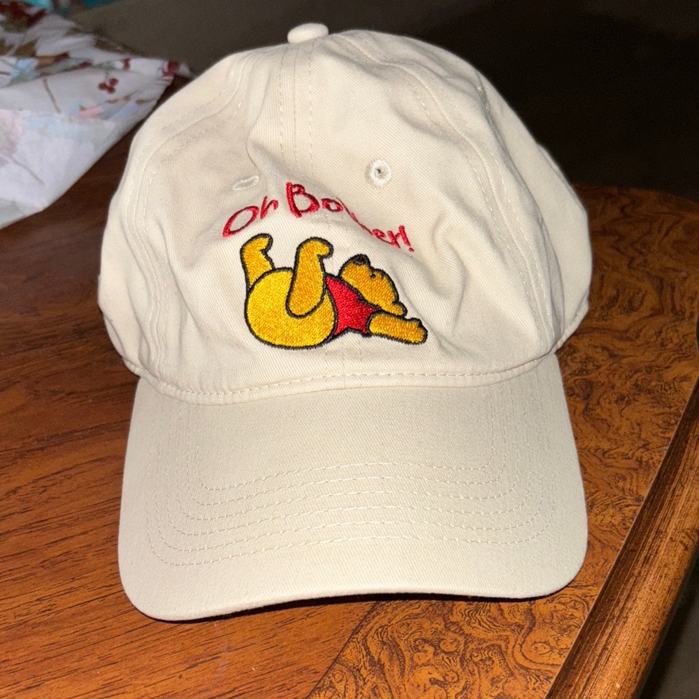 Cream Kids Cap with Embroidered Bear Design